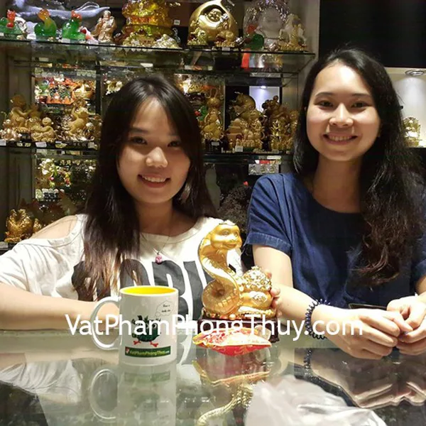 Chị Thanh - khách hàng phong thủy mua chuông gió 5 ống CG1257, tượng rắn mạ vàng H435G và mặt cú mèo thạch anh tím S6081