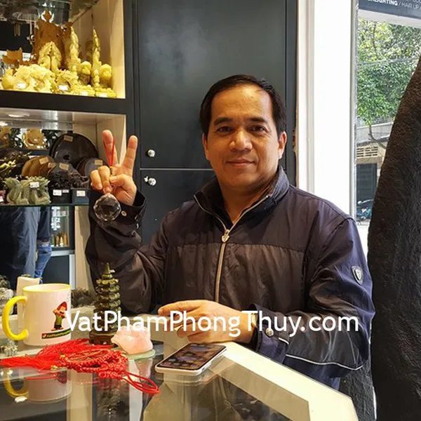 Anh Tuấn - khách hàng mua uyên ương thạch anh hồng GM121, tháp Văn Xương lam ngọc GM059, tiền xu bát quái CC2001