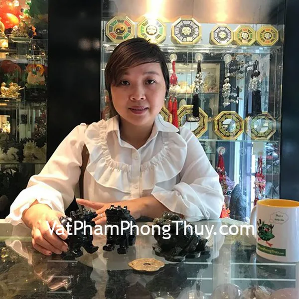 Chị Bích Ngọc- Khách hàng mua Tỳ hưu Bắc Kinh đen BKD-S, Thiềm thừ lam ngọc 5 tấc GM025,Mai hoa 5 cánh