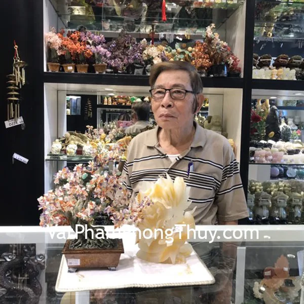 Chú Hời - khách hàng mua tượng ngọc đa sắc Tây  Tạng GM190, cây thạch anh lục sắc, chậu hoàng cung KC113