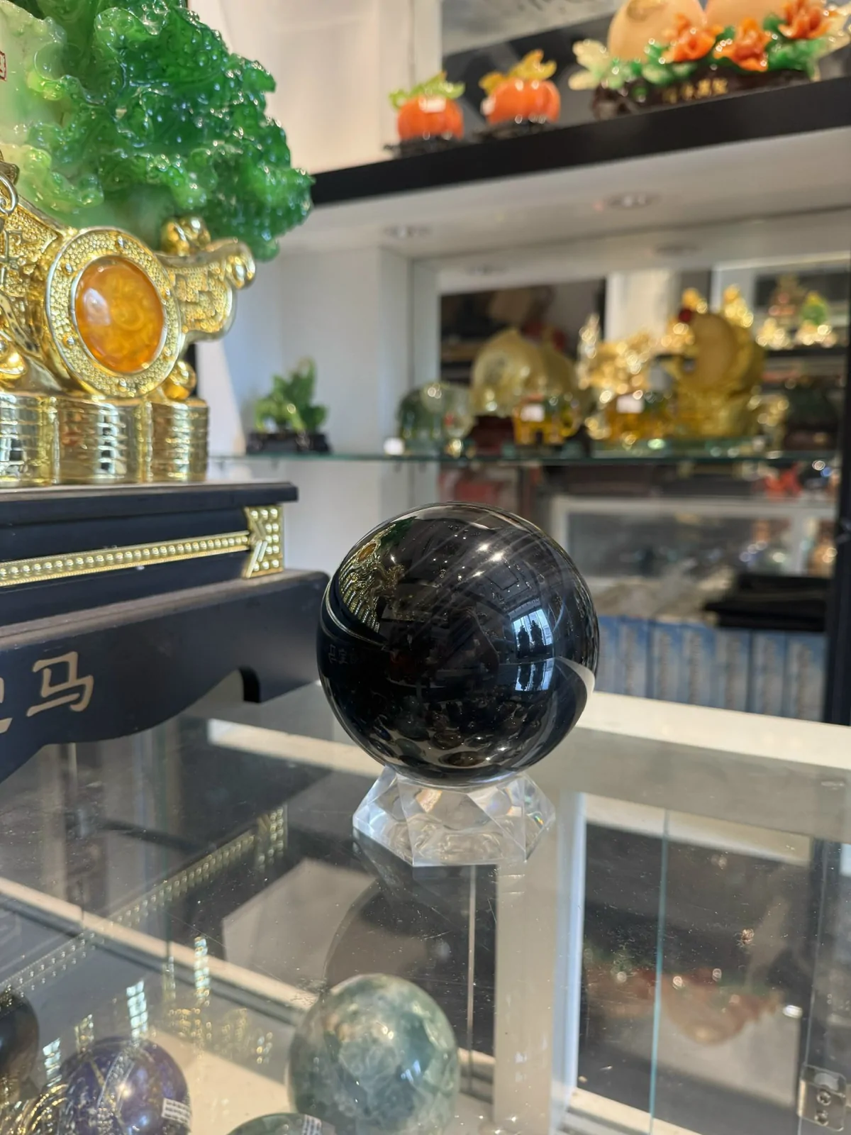 Quả cầu đá hắc ngà (thạch anh đen) HM156-S4-6113