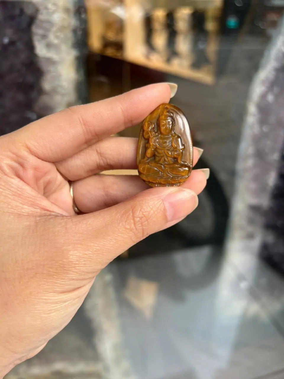 Phật bản mệnh đá mắt mèo - Ngọ ( Đại Thế Chí Bồ Tát) S6339-5