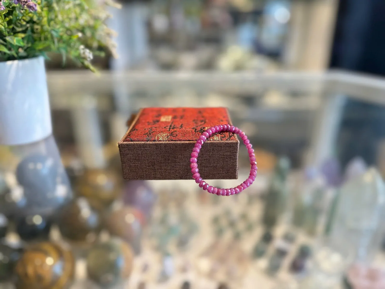 Vòng tay Ruby (hồng bảo hạt mài vát) - 45 hạt S6162-S3-12556