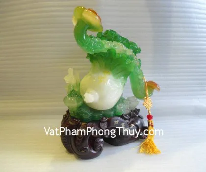 Bắp cải như ý, đế gỗ- Tài phú như ý E181