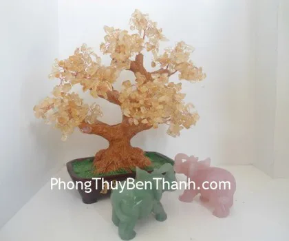 Cây tài lộc đá thạch anh vàng DT125