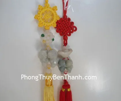 Ngọc bội cặp Tỳ hưu nén vàng Miến Điện S537