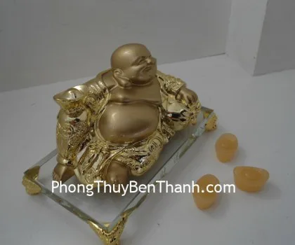 Phật Di Lạc chiêu tài tiến bảo vàng,đế thủy tinh Y116