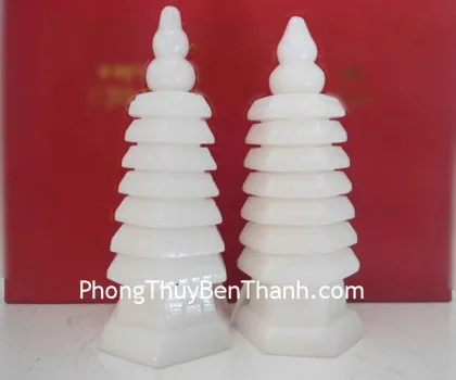 Tháp văn xương đá ngọc trắng 7 tầng nhỏ FHM076
