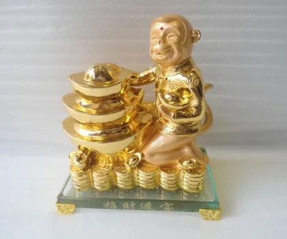 Khỉ may mắn ôm nguyên bảo đế thủy tinh - chiêu tài tấn bảo FK067M