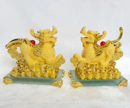 Cặp tỳ hưu tài lộc trên tiền đế thủy tinh - tụ phước vượng tài, tụ bảo vượng tài FK109M