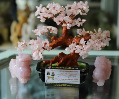 Cây tài lộc thạch anh hồng nhỏ KC045