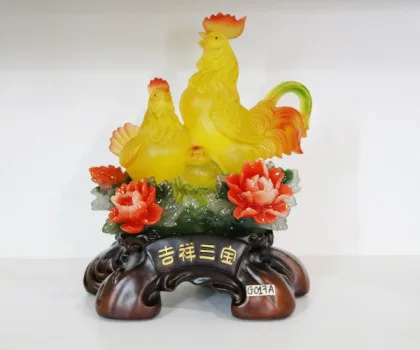 Gia đình gà bên mẫu đơn lưu ly - Cát tường tam bảo FG017A