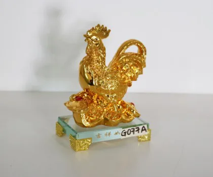 Gà vàng đuôi vểnh trên như ý vàng - Cát tường như ý FG077A