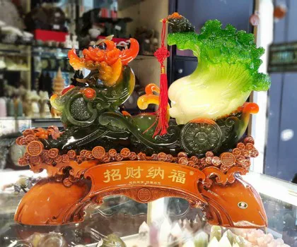 Tỳ hưu tài lộc xanh kéo cải, thiềm thừ to - chiêu tài nạp phước K112M