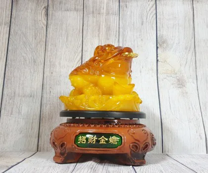 Thiềm thừ xanh ngọc đa sắc trên đế gỗ xoay bóng - Chiêu Tài Kim Thiềm FLN093