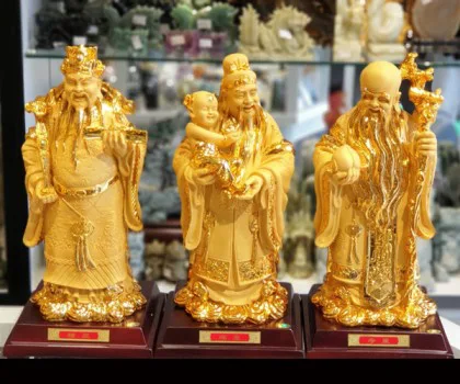Tam đa phước lộc thọ vàng kim sa lớn -Phước tinh/ Lộc tinh /Thọ tinh FLN110
