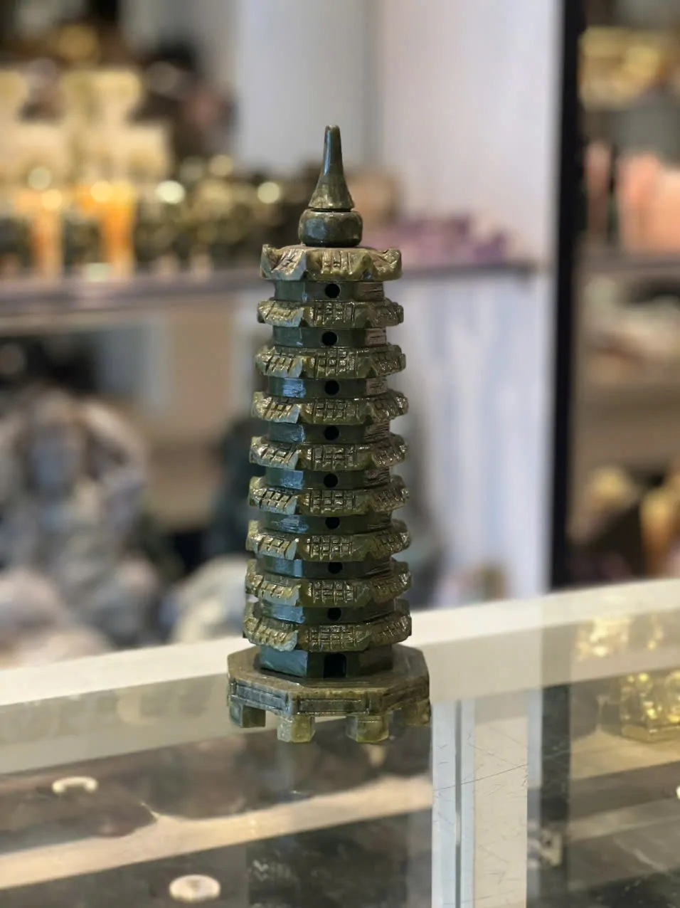 Tháp văn xương lam ngọc xanh nhạt 9 tầng (lớn) GM185