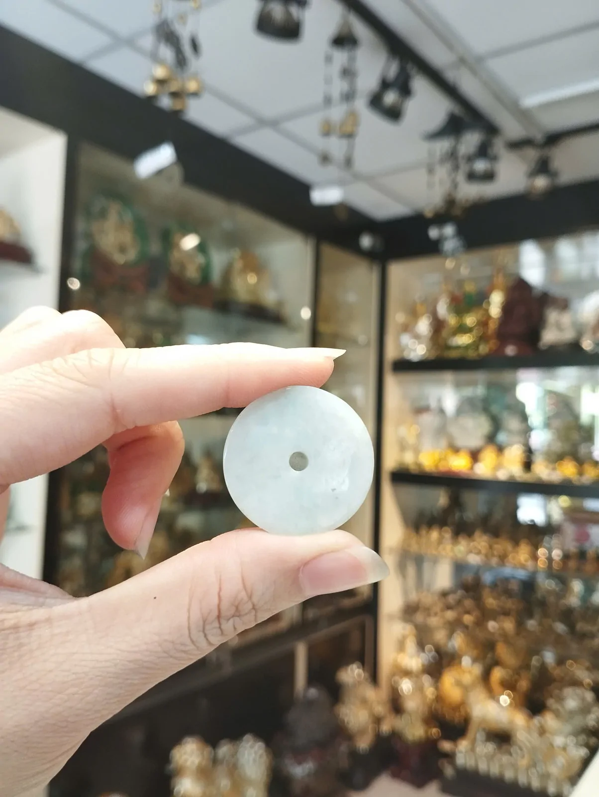 Mặt đồng tiền sắc cạnh ngọc phỉ thúy S6873