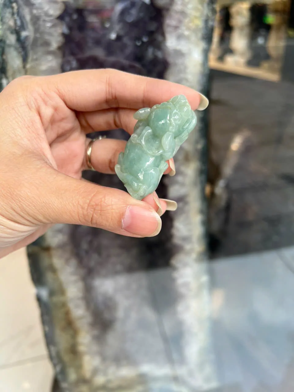 Tỳ hưu ngọc phỉ thúy xanh siêu cấp A++++++ (GCN 17390 - 31.34 gr) S6898-S1-8744