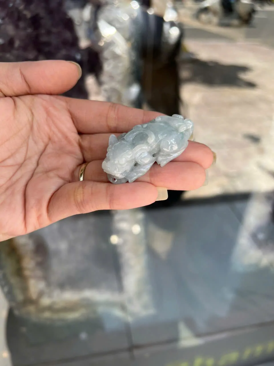 Tỳ hưu ngọc phỉ thúy xanh đậm vân mây A+++++ (GCN 17577 - 29.68 gr) S6897-S4-6470