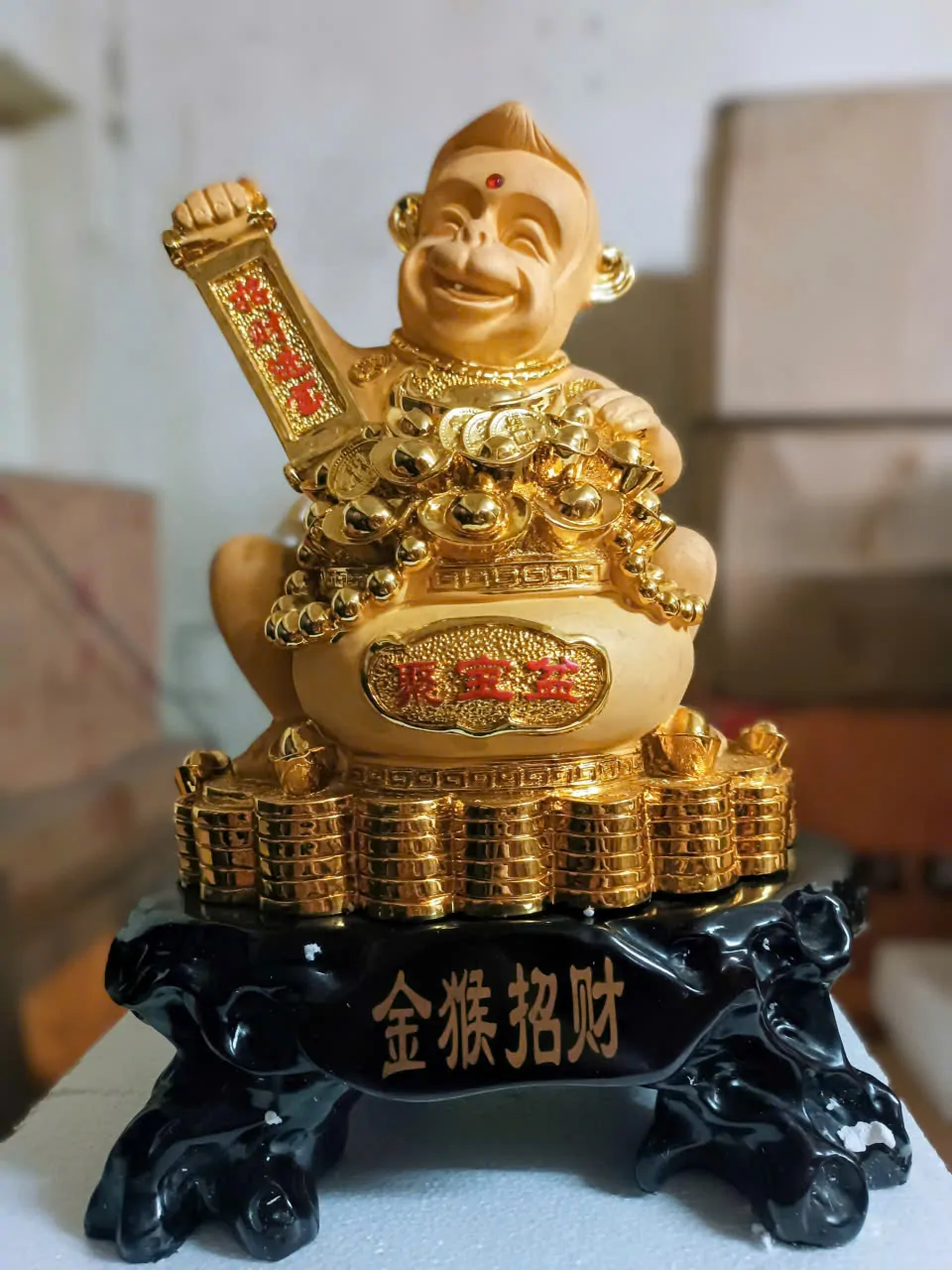 Khỉ tài lộc hũ tiền sa kim - kim hầu chiêu tài K014M