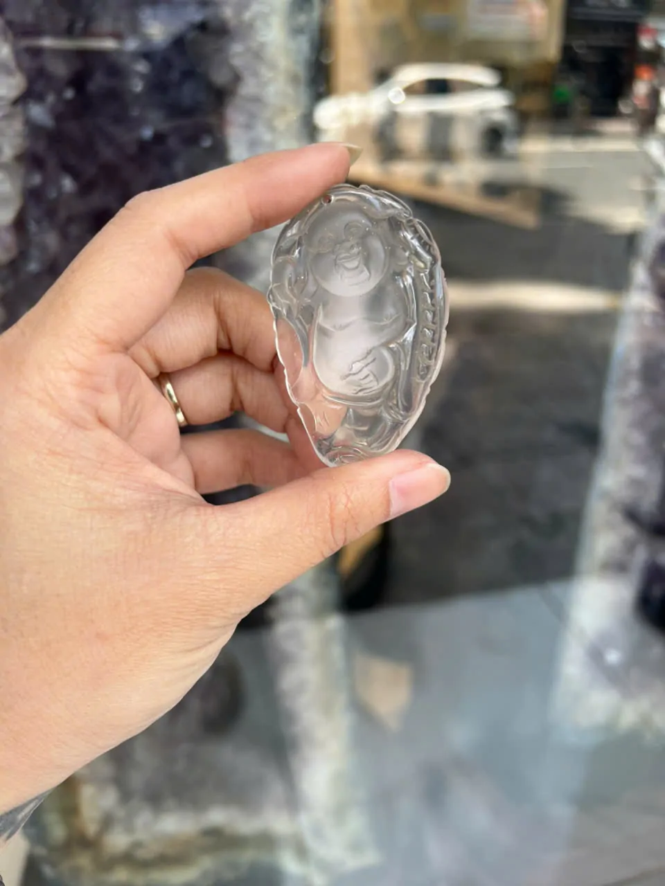 Phật di lạc thạch anh trắng S2018
