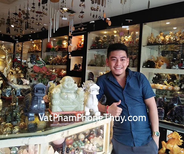Anh Thiên Long-khách hàng mua tượng phật di lạc cẩm thạch, long quy lam ngọc cõng lửa tiền và cặp tỳ hưu Bắc Kinh khủng Trắng-Đen